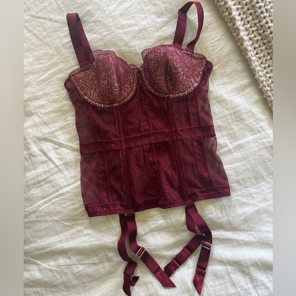 Victorias Secret Burgundy Lace Corset